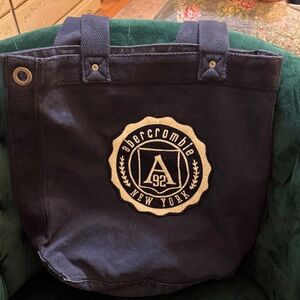 Vintage Abercrombie & Fitch Navy Canvas Logo Tote
